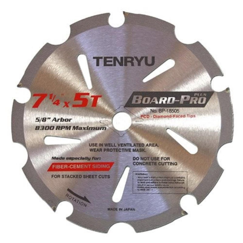 TENRYU BP-18505 Board-Pro Plus Fiber Cement 7-1/4" 5T Saw Blade